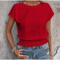 thumbnail image 2 of Pisexur Hauts d'Été pour Femmes, Hauts pour Femmes, Mode Printemps/été Décontractée Ample Col Rond Manches Courtes Hauts pour Dames Rouge,P, 2 of 6