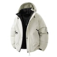 thumbnail image 2 of Manteaux pour Hommes Unis Épais à Capuche Imperméables à Manches Longues, 2 of 7