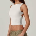 thumbnail image 3 of Timegard Camisoles Courtes pour Femmes Col Ras du Cou Sans Manches Ajustées Chemises Couleur Unie Hauts de Sortie, 3 of 6