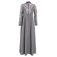 thumbnail image 4 of LOVZFMLL Robe Mode Femme Musulmane Robe Islamique en Dentelle à Coutures à Manches Longues Robe Maxi Gris TG, 4 of 6