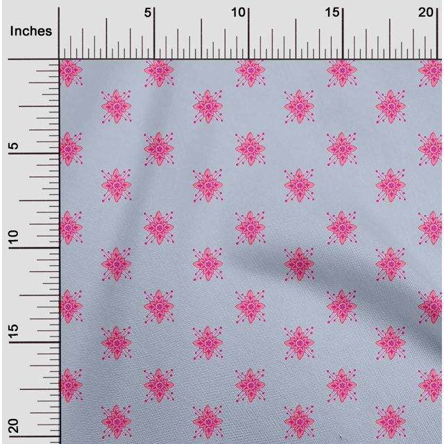 oneOone Silk Tabby Fabric Floral Block Print Fabric By Yard 42 Inch Wide