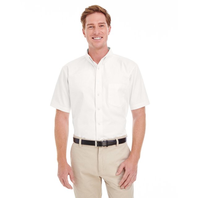Harriton Chemise en Sergé à Manches Courtes pour Hommes Foundation 100 % Coton avec Teflonâ„¢