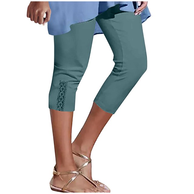 Birdeem Pantalons Raccourcis pour Femmes avec Dentelle Couleur Unie Sports Décontractés Pantalons Raccourcis