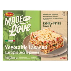 Shan Vegetarian Lasagna – Meatless Frozen Pasta Meal with Seasoned Veggies, Creamy Cheese Sauce & Béchamel | Italian Comfort Food Made Easy – 300g, SHAN VEGETABLE LASAGNA 800G