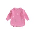 thumbnail image 1 of FOCUSNORM Combinaison Tricotée pour Bébé Fille Broderie Florale Col Rond Manches Longues pour Automne Hiver, 1 of 8