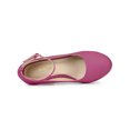 thumbnail image 4 of BLISSFUL STEP Chaussures pour Femmes Bout Rond Talon Aiguille Bride à la Cheville Escarpins Rose Vif 9.5, 4 of 7