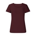 thumbnail image 3 of Dealovy Hauts de Sortie pour Femmes Manches Courtes Col Rond T-Shirts Ajustés Doux Couleur Unie Confortables T-Shirts Basiques, 3 of 5