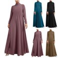 thumbnail image 1 of Gspmoly Robes pour Femmes, Robe Décontractée Grande Taille pour Femmes à Col Montant, Couleur Unie, Manches Longues, Hiver Automne, Basique, Maxi Longue Décontractée, Robe Quotidienne de Vacances, Robes de Travail pour Femmes, Offres du Jour, 1 of 6