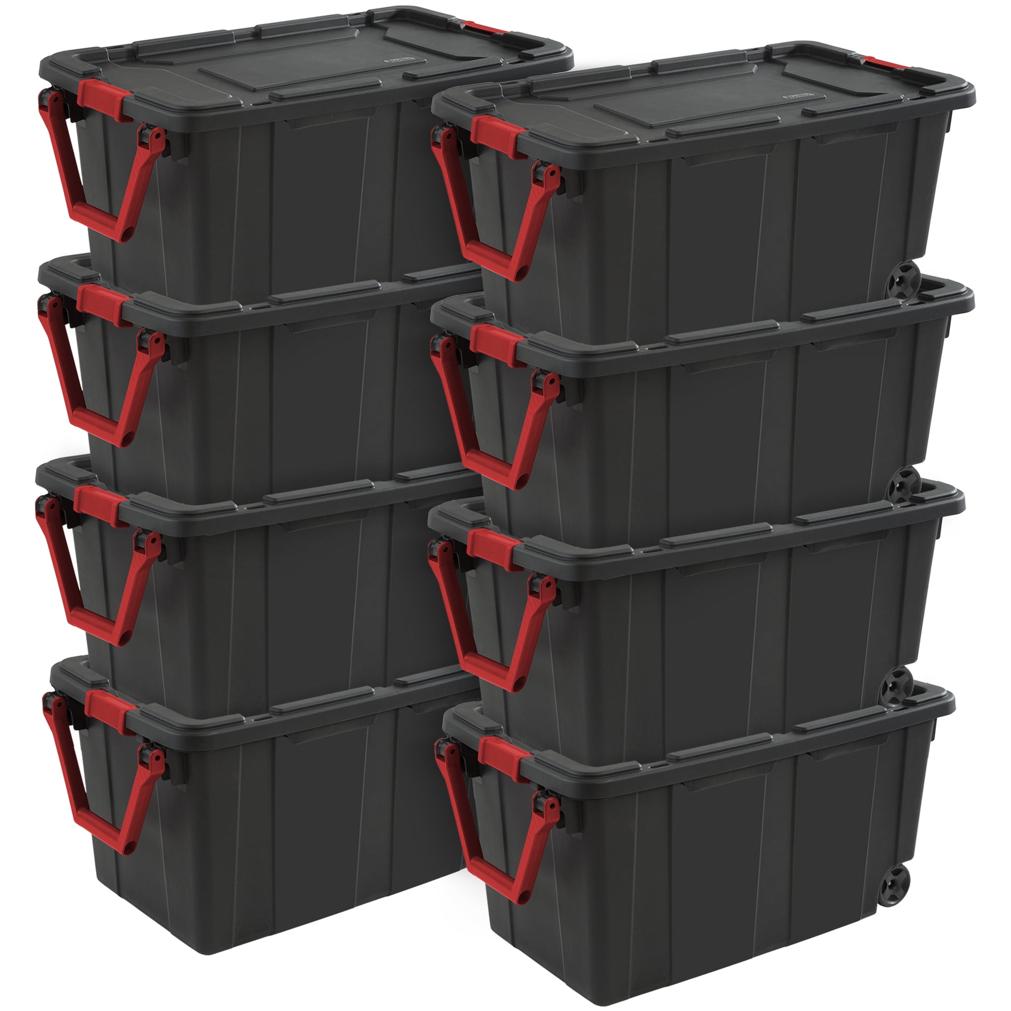Sterilite Durable 40 Gallon Wheeled Industrial Storage Tote, Black