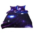 thumbnail image 1 of Housse de Couette Ciel Étoilé Lune Nuit Violet Foncé Format Grand 3 Pcs, 1 of 10