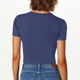 thumbnail image 4 of Timegard Summer Tops for Women V Neck Ruched Short Sleeve Crop Top Casual Slim Solid Color Tee Fashion, 4 of 7