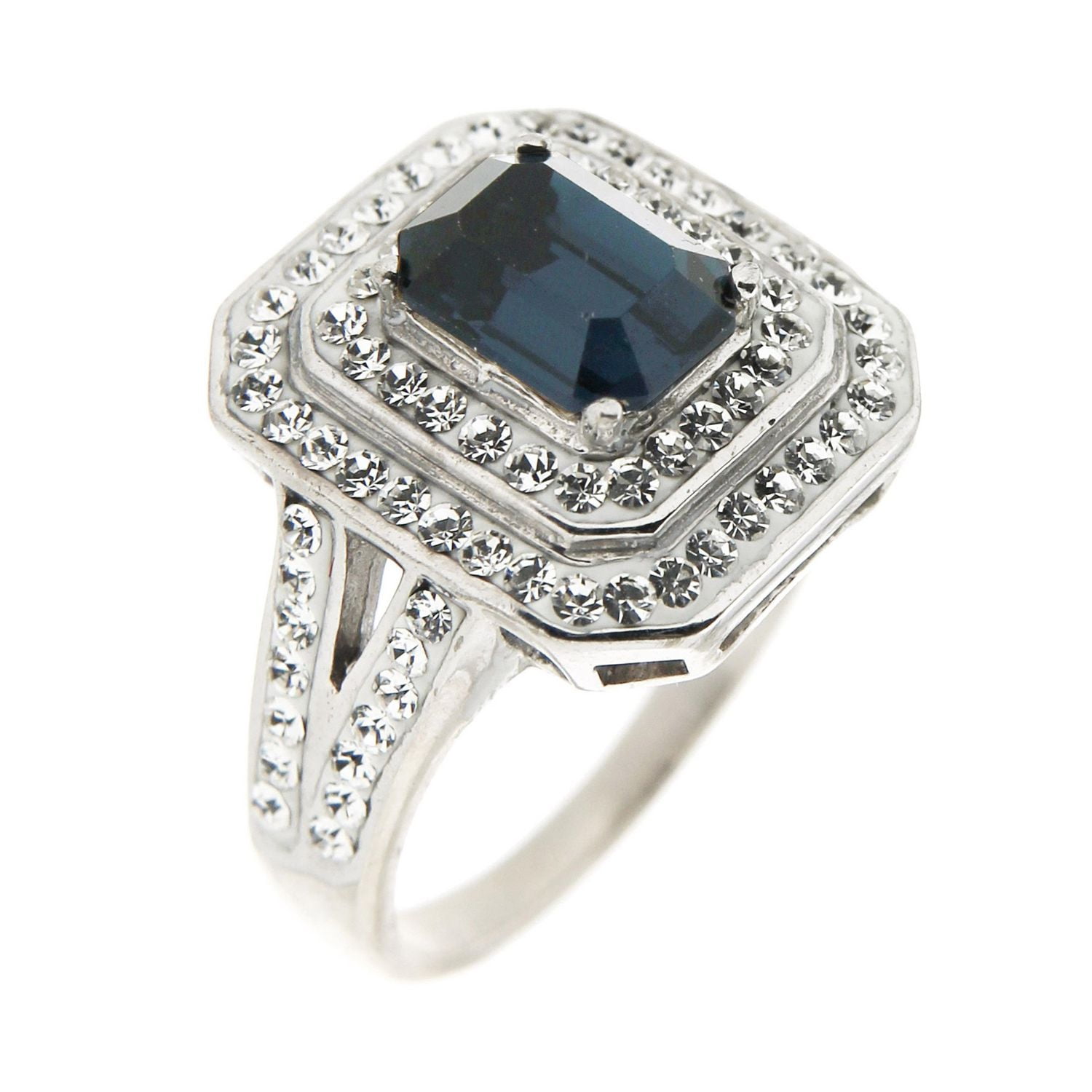 Quintessential Sterling Silver Women's White Crystal Ring