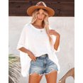 thumbnail image 2 of Women's Oversized Batwing Tops Casual Round Neck Half Sleeve Irregular Blouse Shirts, 2 of 6