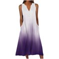 thumbnail image 5 of FcBaudy Robe Camis Sans Manches à Col en V, Robes d'Été pour Femmes, Robes pour Femmes Robe d'Été pour Femmes Design Décontracté Robe Dégradée Sans Manches Col en V Longue Robe Femme Robe, 5 of 5