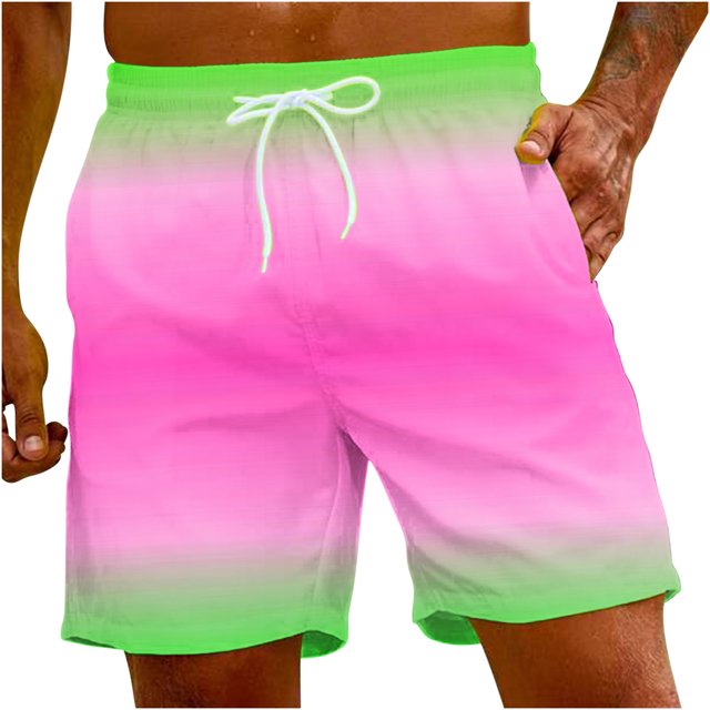 FAIWAD Mens Gradient Shorts Quick Dry Elastic Waist Beach Shorts Workout Sports Lightweight Sweatpant