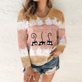 thumbnail image 1 of Chandails à Manches Longues pour Femmes Imprimé à Nouer - T-Shirt à Col Rond Patchwork T-Shirt Décontracté Tee Blouse Hauts Blouses pour Femmes en Liquidation, 1 of 7
