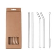thumbnail image 1 of Leutsin Reusable Glass Straws Set ,Clear Glass Drinking Straws, Straight and Bent Straws for Smoothies, Milkshakes, Juice, Tea ,Reusable Glass Drinking Straw Washable, 1 of 9