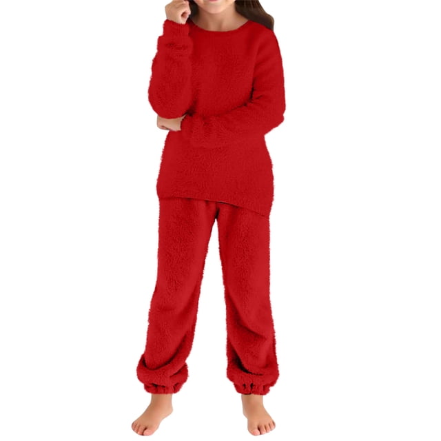 Chandail Décontracté à Manches Longues pour Enfants, Mode Automne, Couleur Unie, Col Rond, Universel pour Garçons et Filles, Ensemble de Chandails en Peluche Mignon