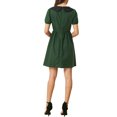 thumbnail image 3 of INSPIRE CHIC Robe au-Dessus du Genou pour Femme à Col Peter Pan Contrastant, Manches Bouffantes, Coupe Ajustée et Évasée, L Vert Foncé, 3 of 5