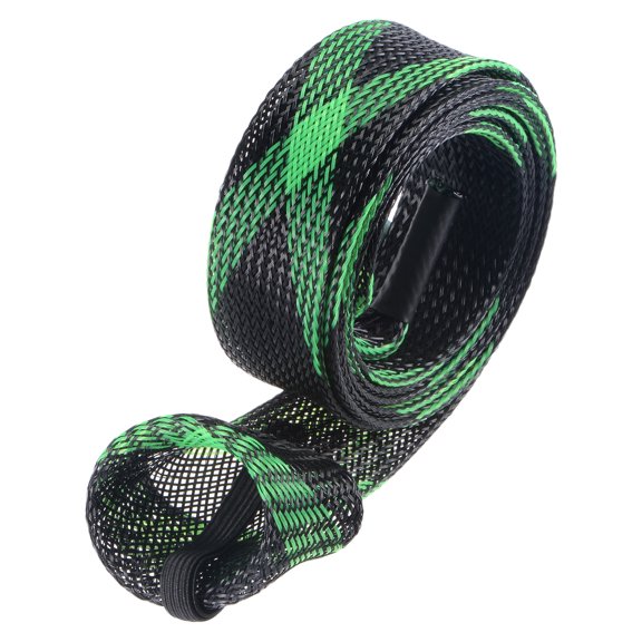 Unique Bargains Housse de Manche de Canne à Pêche 1,7 m Noire Verte, Couvre-Chaussette de Canne, Protège-Tringle en Maille, Lot de 3