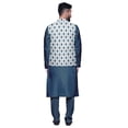 thumbnail image 3 of Atasi Kurta Pyjama Traditionnel Uni à Col Mandarin avec Ensemble de Veste Imprimée, 3 of 3
