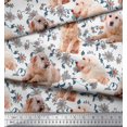 thumbnail image 3 of Soimoi Poly Georgette Fabric Floral,Book & Golden Retriever Dog Print Fabric by The Yard 52 Inch Wide, 3 of 3