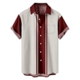 thumbnail image 4 of XZNGL Chemise à Manches Courtes Boutonnée pour Hommes, Col Rabattu à Imprimé Patchwork, Mélange Polyester Spandex, avec Poches avant, Coupe Décontractée, Tenue d'Été pour l'Extérieur, 4 of 6