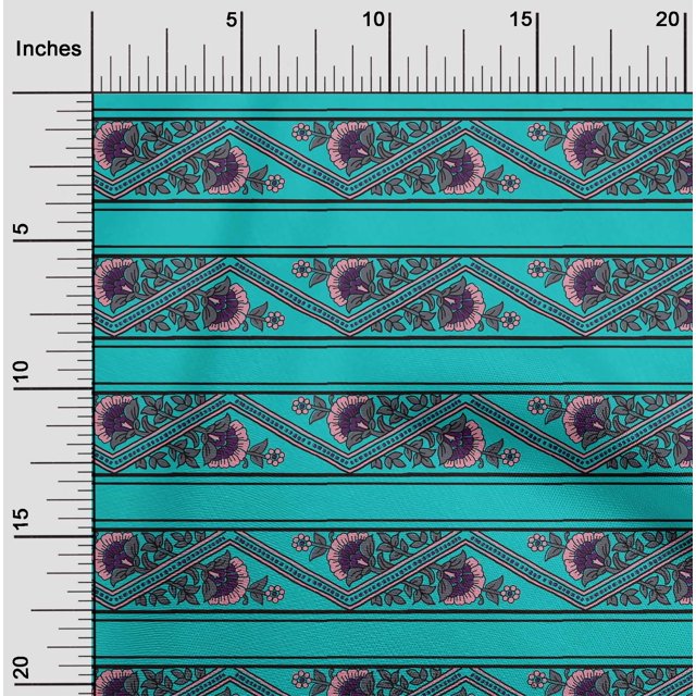 oneOone Cotton Silk Fabric Stripe|Chevron & Floral Block Print Fabric BTY 42 Inch Wide