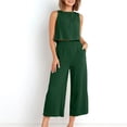 thumbnail image 4 of Birdeem Ensemble Mode Femme 2 Pcs Blouse Sans Manches Col Rond + Pantalons à Poches Amples, 4 of 7