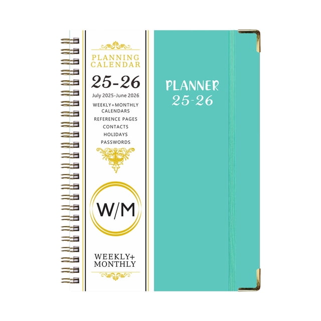 2025-2026 A5 English Academic Planner with Monthly Calendar, Double Coil Binding, Inner Pocket & Divider Pages - Student Professional Organizer Notebook for School Office Home - 18 Month Schedule Book