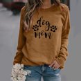 thumbnail image 2 of IROINID Économies Hauts pour Femmes Grande Taille Détente Manches Longues Empreinte de Patte de Chien Col Rond Hauts Chemise Blouse Chandail, Brun, 2 of 3