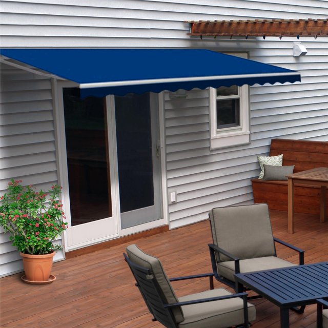 ALEKO Retractable Home Patio Canopy Awning 6.5x5 ft, Blue Color