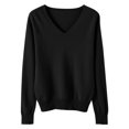 thumbnail image 1 of Timegard Womens Sweaters V Neck Knit Pullover Fall Winter Casual Fitting Comfy Long Sleeve Bottom Tops, 1 of 5