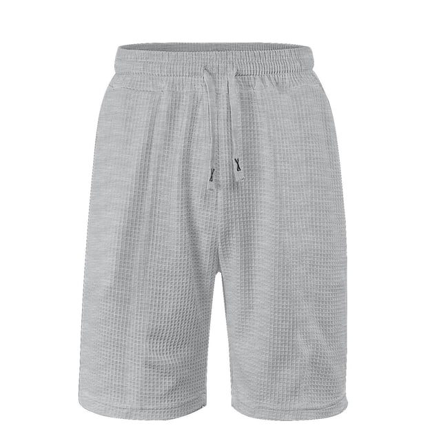 Plebaso Mens Casual Shorts Drawstring Loose Summer Shorts Solid Color Breathable Beach Vacation Shorts