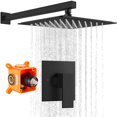 thumbnail image 1 of gotonovo Rainfall Shower Faucet Set System Shower Trim Kit with 10 Inch Rain Shower Head Bathroom Mixer Shower Complete Combo Single Handle Wall Mounted Female Thread Rough-in Valve Matte Black, 1 of 1
