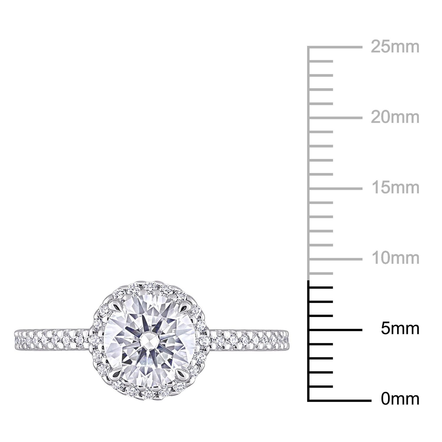 Bague de fiançailles à auréole de Miabella avec 1-1/4 CT PBT de moissanite en argent sterling