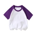 thumbnail image 4 of Besolor Lot de 3 T-Shirts Raglan d'Été pour Enfants Filles Garçons à Blocs de Couleur Col Ras du Cou Manches Courtes Décontractés Basiques Hauts Tees, 4 of 5