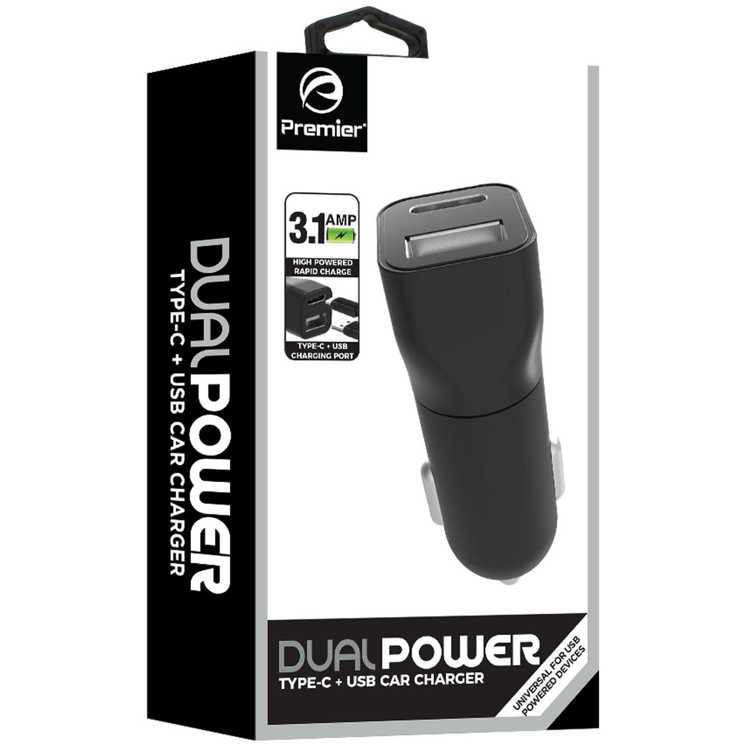 3.1Amp Type-C w/USB Car Charger