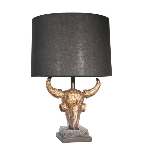 Sagebrook Home Polyresin 27" Ox Skull Table Lamp, Bronze