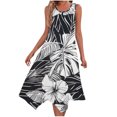 thumbnail image 2 of Ovzne Robes pour Femmes Robe pour Femme Robes pour Femmes Sans Manches Col Rond à Cordon Décontractée à Volants Ligne A Robe Mini Grande Taille Robe Maxi Liquidation, 2 of 7