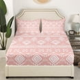 thumbnail image 3 of Erosebridal Bohemian Aztec Twin Sheet Sets, Tribal Geometric Pattern Bedding Twin Size, Pink 3-Piece, 3 of 7
