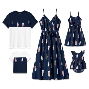 PatPat Family Matching Outfits Mommy and Me Cami Dresses and Short-sleeve Tee Sets, Baby Girl: 12-18M
