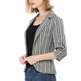 thumbnail image 4 of INSPIRE CHIC Blazer à Rayures pour Femme Manches 3/4 Décontracté Ouvert à l'Avant Revers Cranté Blazer L Gris Foncé, 4 of 6