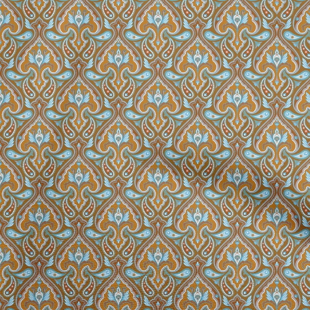 oneOone Velvet Dark Mustard Fabric Asian Block Craft Projects Decor Fabric Printed By The Yard 58 Inch Wide