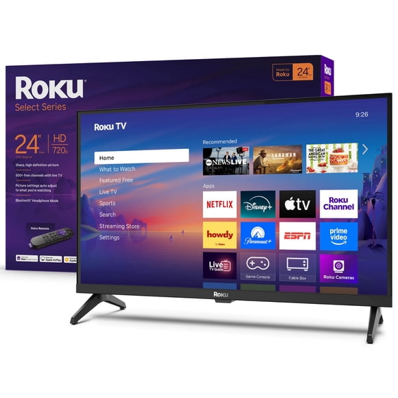 Roku Télé Intelligente 2025 – Série Select de 24 Pouces, Télé HD 720p – Télé Roku avec Télécommande Vocale – Écran Plat L