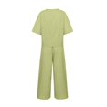 thumbnail image 4 of CHOK Femmes 2 Pièce Tenue Lin Récolte Manches Courtes Haut Salon Ensembles Assortis et Pantalons Longs Survêtements Rose Chaud L, 4 of 5