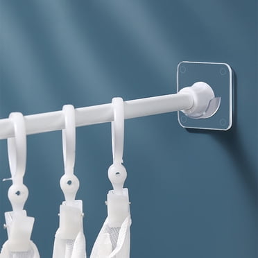 1 Set Curtain Rod Holder Punch Free Transparent ABS Adhesive Shower Tension Rod Mount Brackets Set for Home