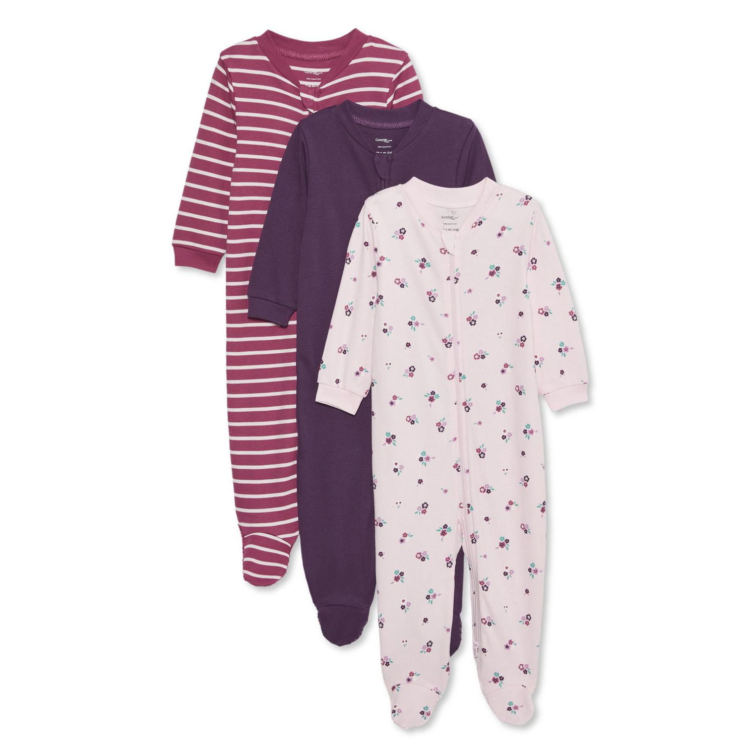 George Baby Girls' Sleeper 3-Pack