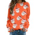 thumbnail image 1 of Bmisegm Women T-Shirt à Manches Longues Col Rond pour Femmes, Usage Quotidien à la Maison Ou en Extérieur, Haut Imprimé, Blouse Décontractée, Chandails en Molleton pour Orange TG, 1 of 5