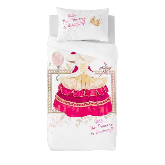 Gouchee Home Princess Pink Twin Duvet Cover Set – 2‑Piece OEKO‑TEX Certified Cotton Kids Bedding with Reversible Fairytale Dress-Up Print